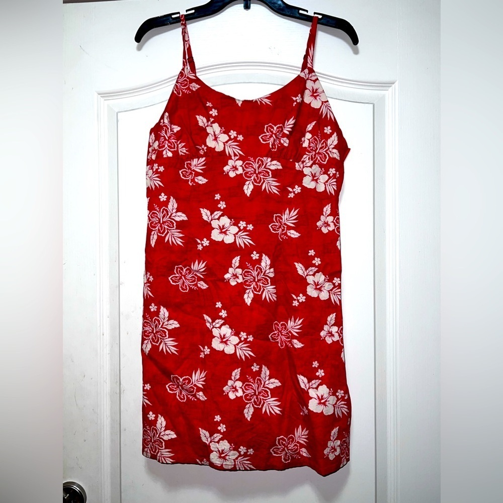 Red Tropical print Wild Fable spaghetti strap dress.